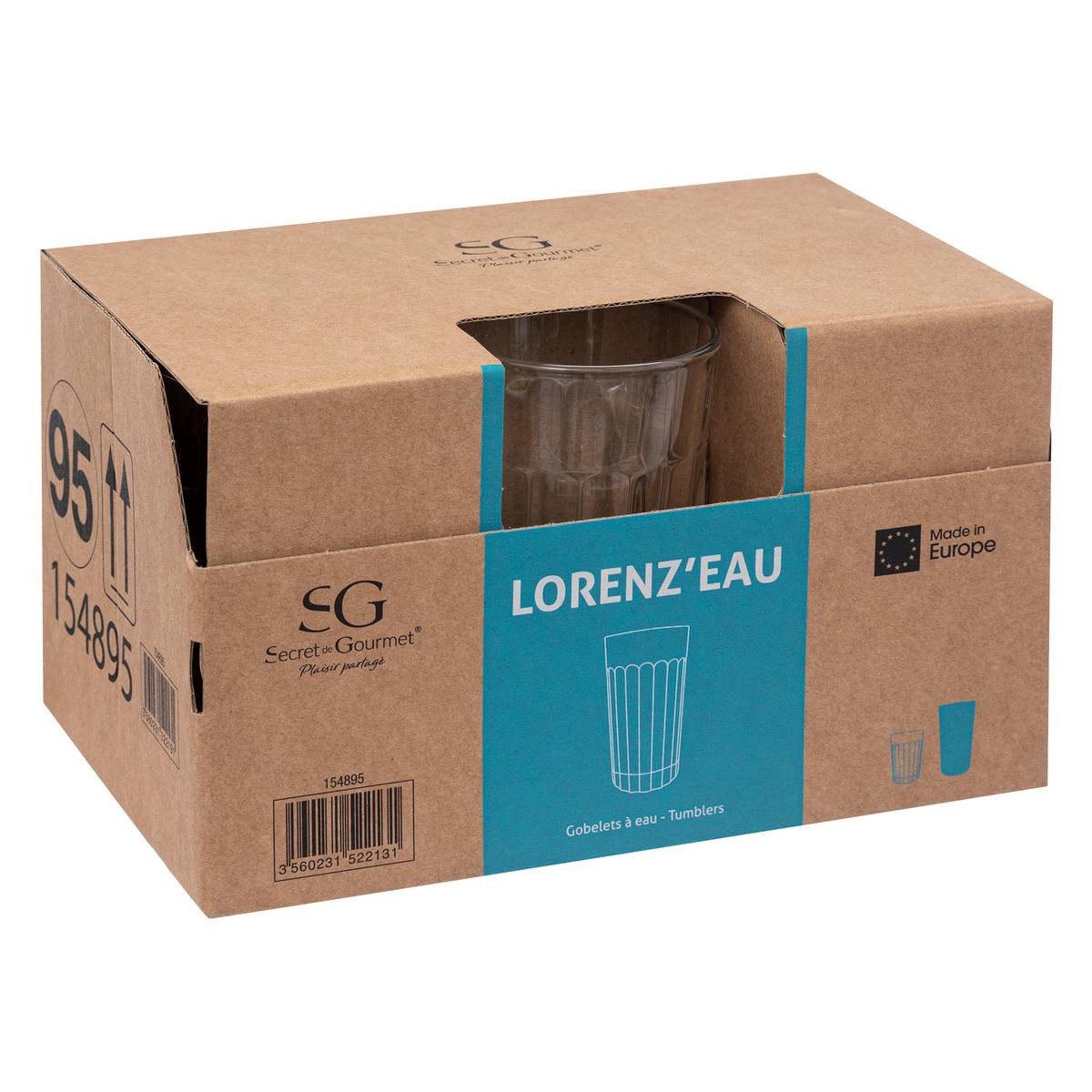 Lot de 6 verres hauts en verre LORENZ'EAU transparent, SECRET DE GOURMET
