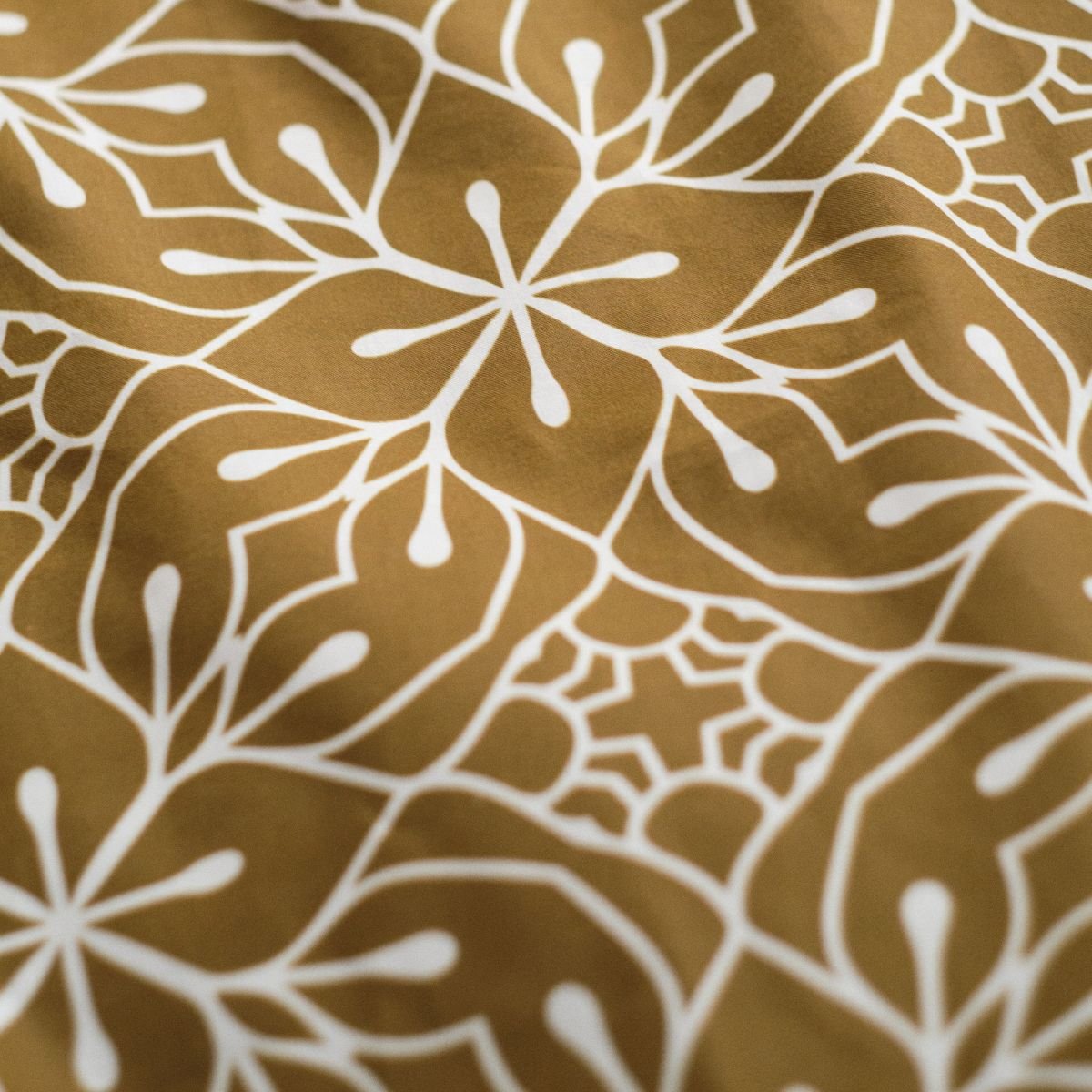 Parure de lit 2 personnes imprimé coton SUNSHINE SOLENE bronze, TODAY