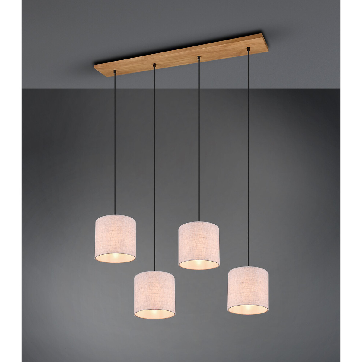Candeeiro de teto Elmau, TRIO Lighting branco/madeira, TRIO LIGHTING