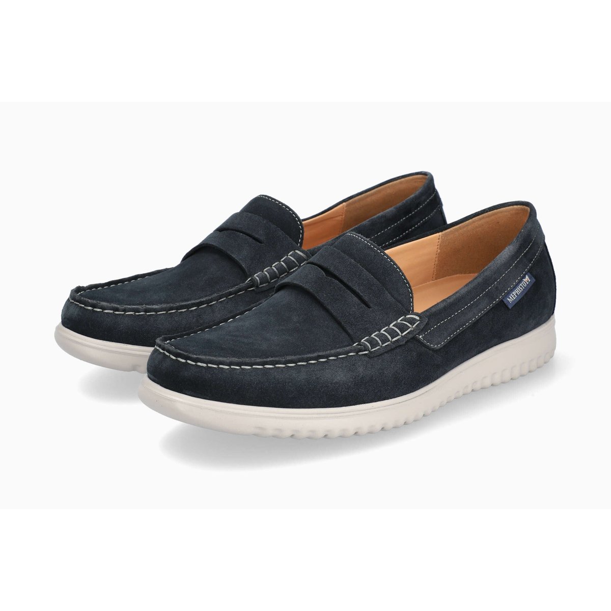 Mocassins en cuir TITOUAN bleu 5144, MEPHISTO