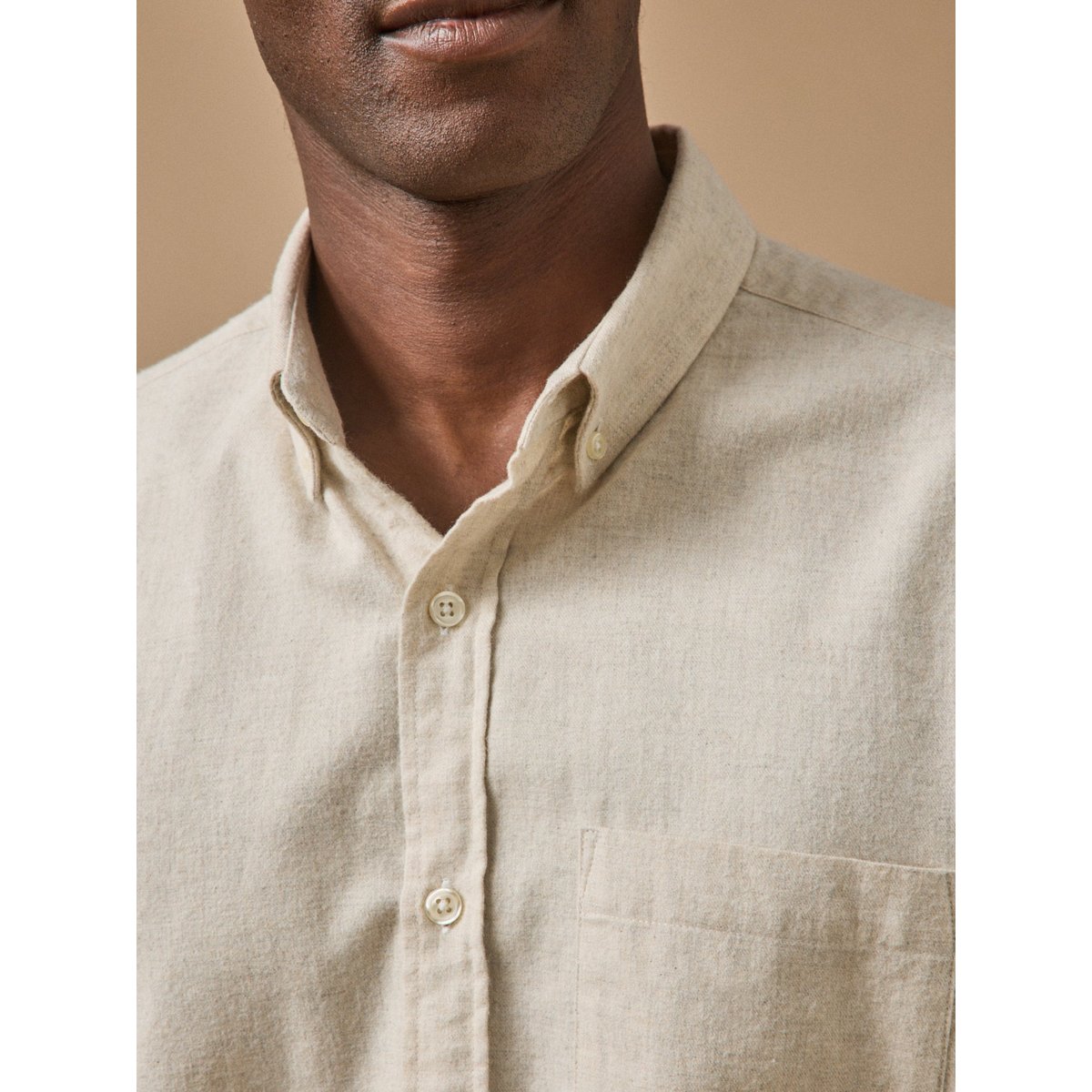 Chemise flanelle unie - coupe contemporaine beige, CYRILLUS