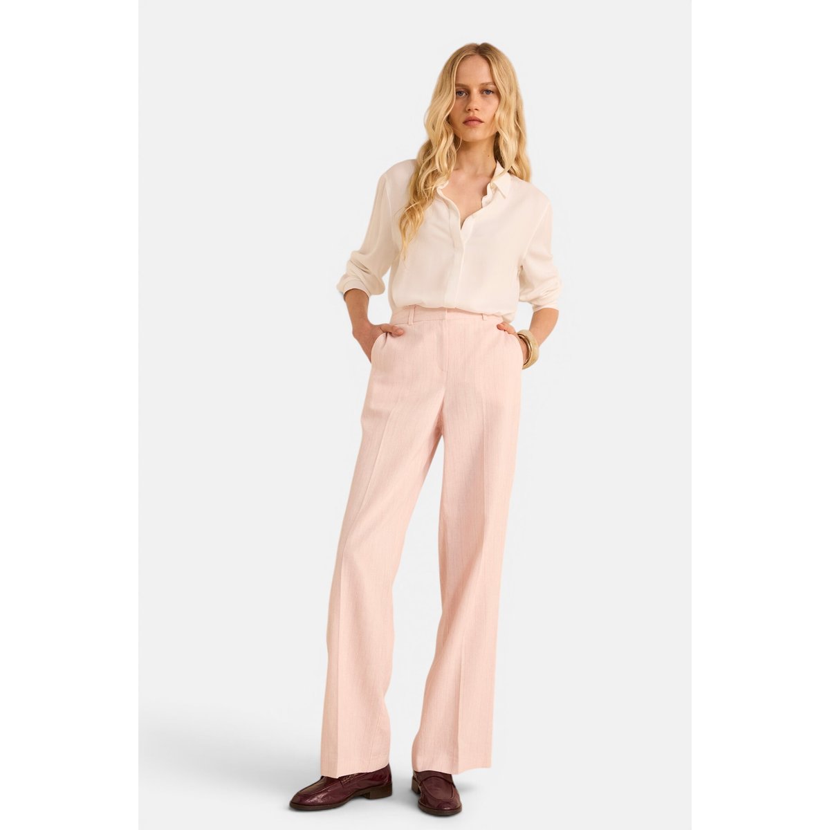 Pantalon rayé large en coton mélangé FERGUSON primerose, Maison 123