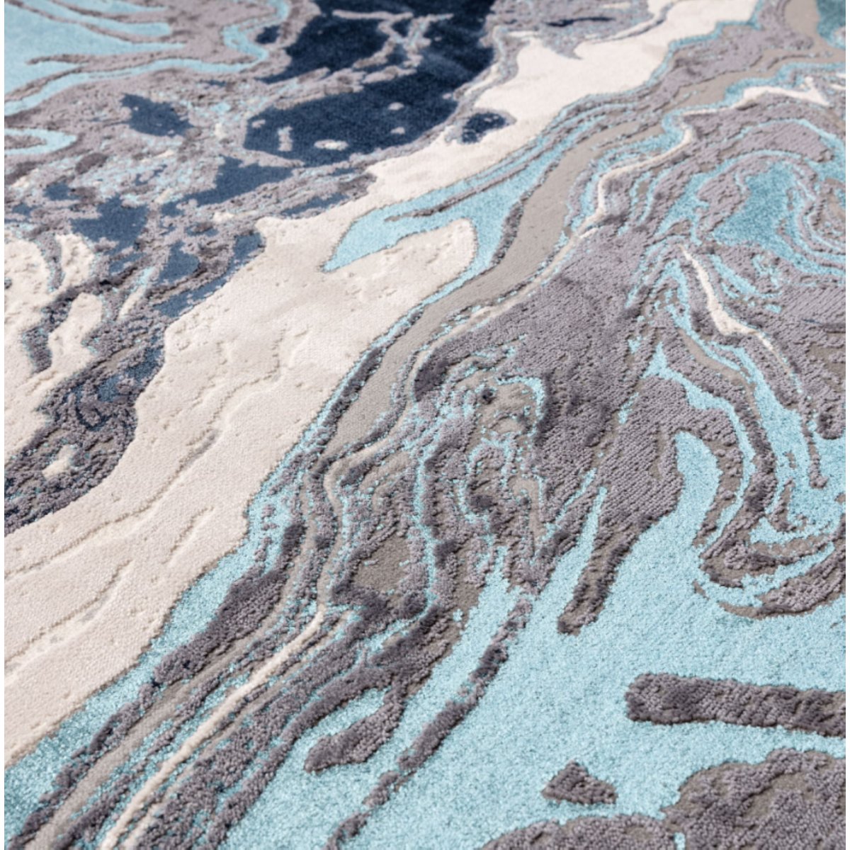 Tapis moderne salon et chambre OCEAN bleu, NOVATREND