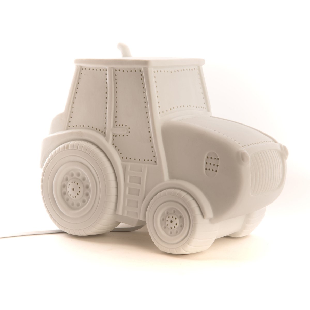 Lampe Tracteur  he en porcelaine 22 cm blanc, AMADEUS