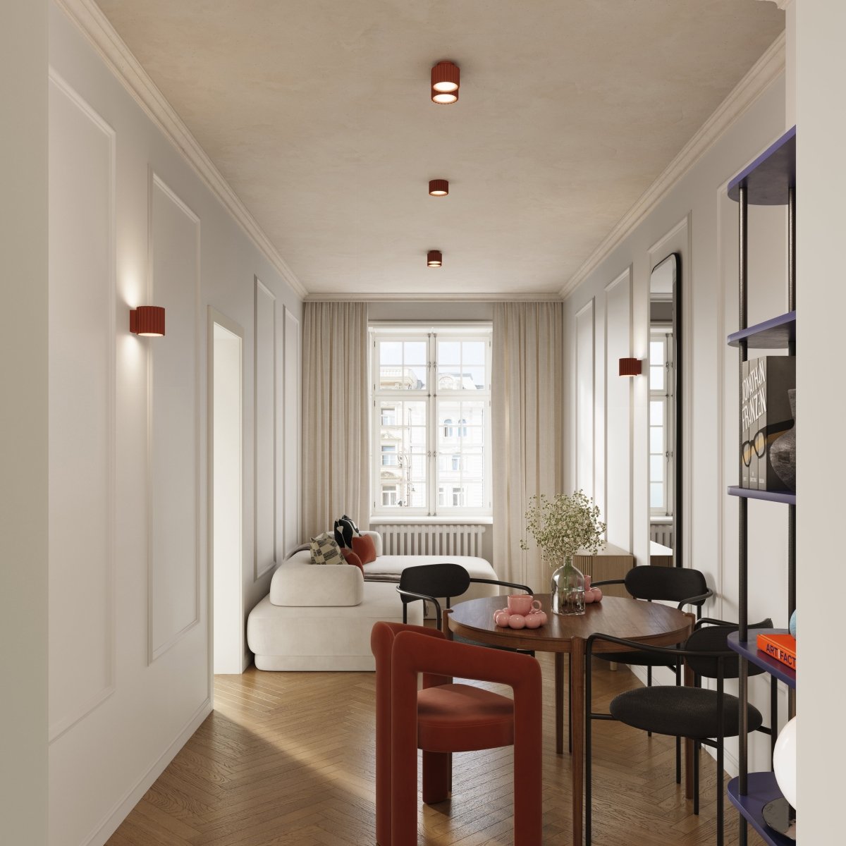 Plafonnier Aluminium Ocre Rouge Gx53 1 Aura rouge, EDEN