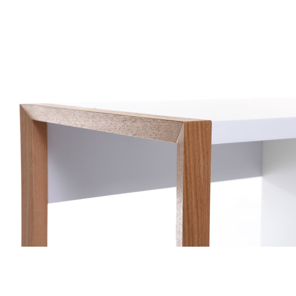 Bureau avec rangements 3 tiroirs scandinave blanc mat et bois clair frêne massif L130 cm ARMEL blanc, MILIBOO