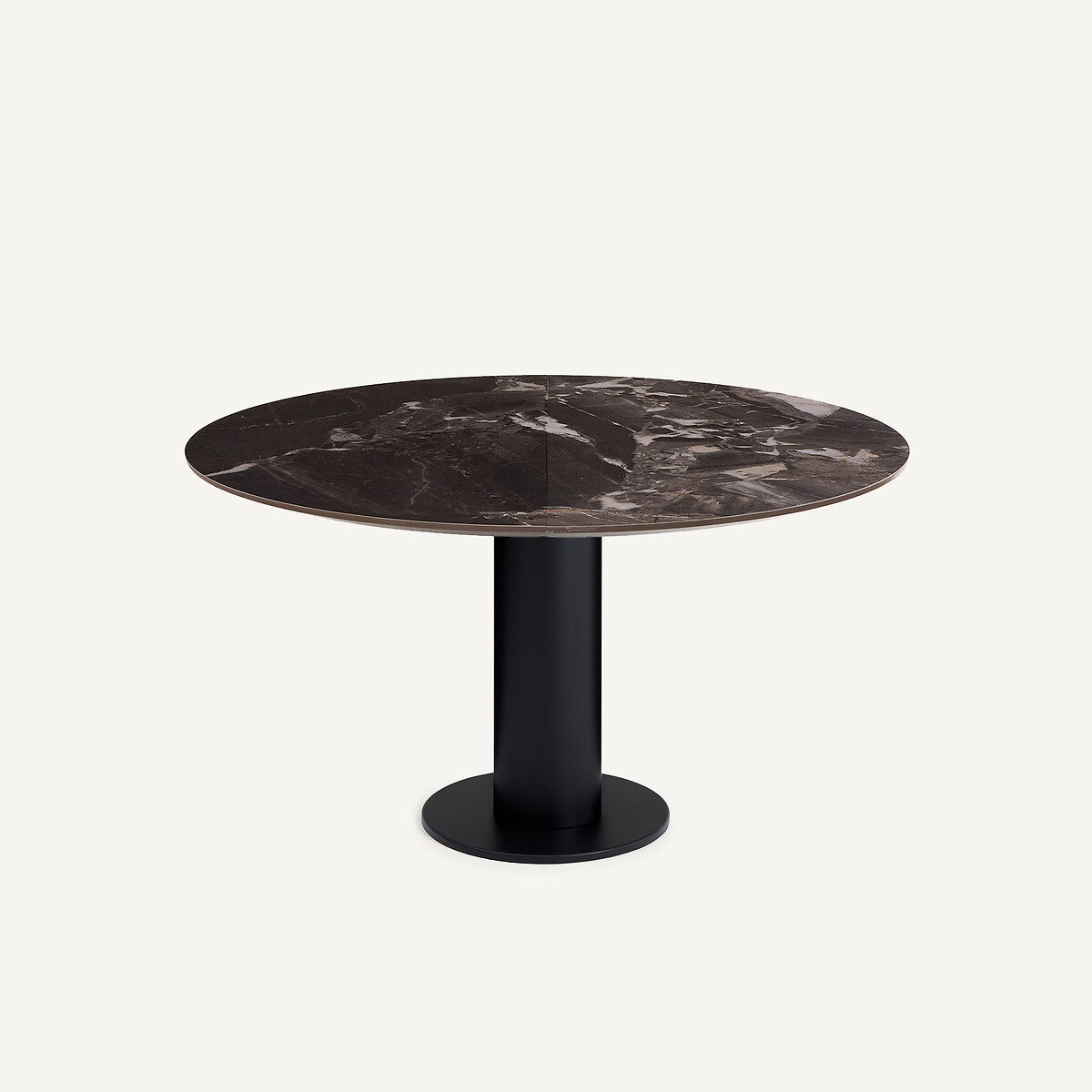 Tampo de mesa redondo extensível em cerâmica, diâmetro 135 a 180 cm, EXTENDO cerâmica mármore antracite, AM.PM