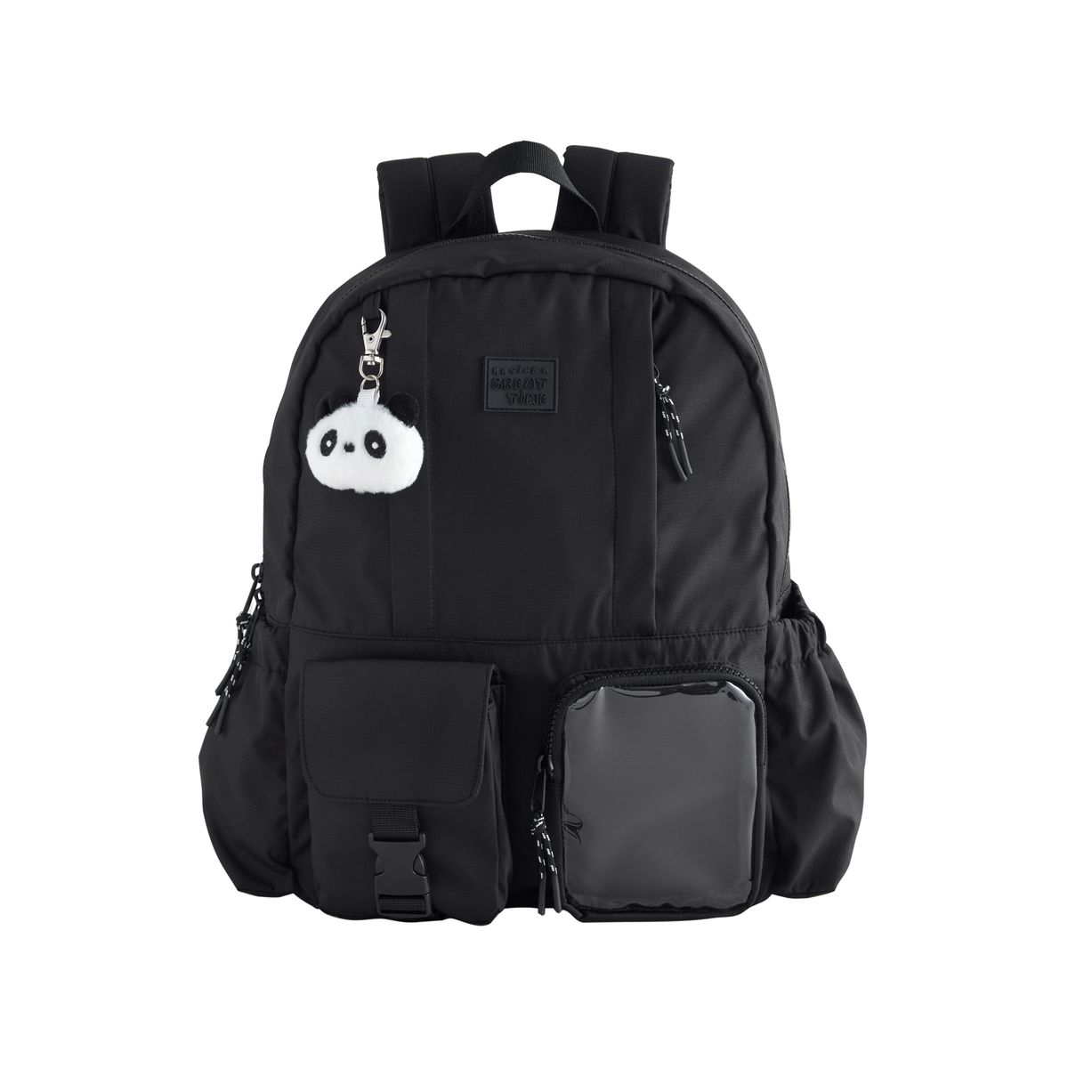 Sac à dos avec poche et porte-clés panda à pois noirs, NEXT