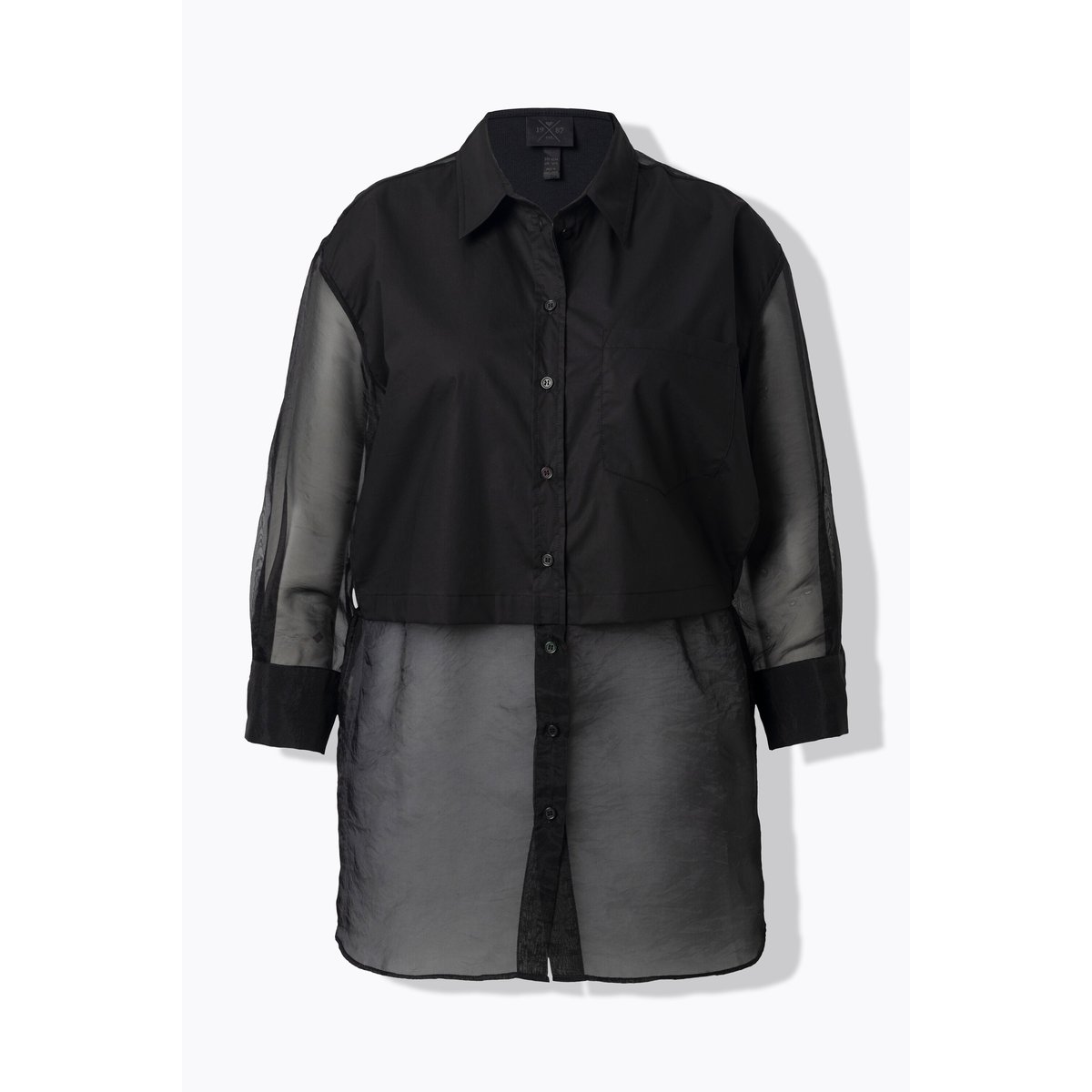 Chemisier à manches longues et col chemise noir, ULLA POPKEN