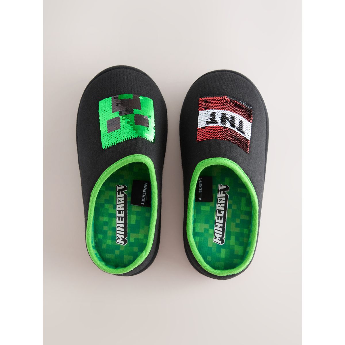 Mules chaussons à sequins minecraft noir, NEXT