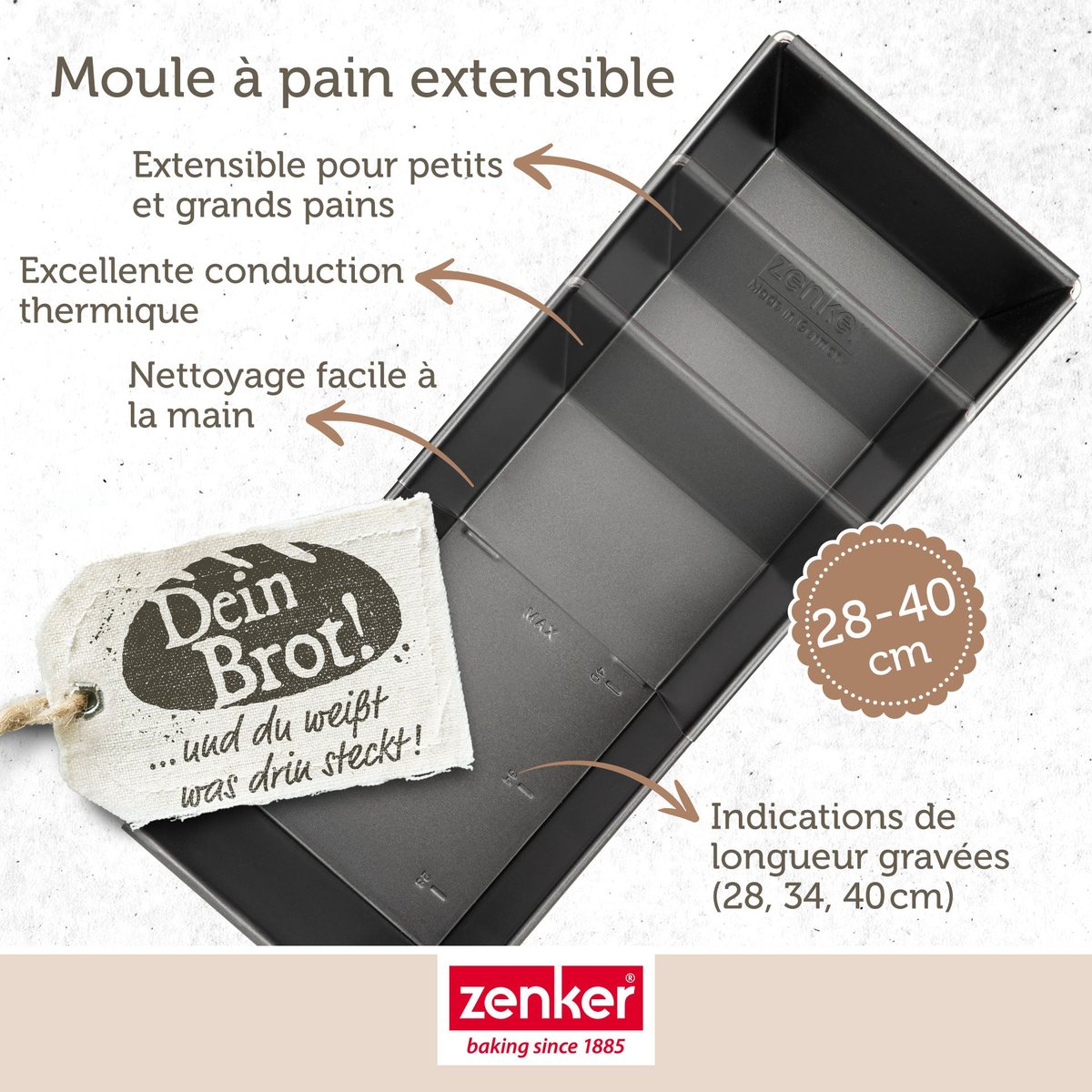 Moule à cake extensible BLACK METALLIC noir, ZENKER