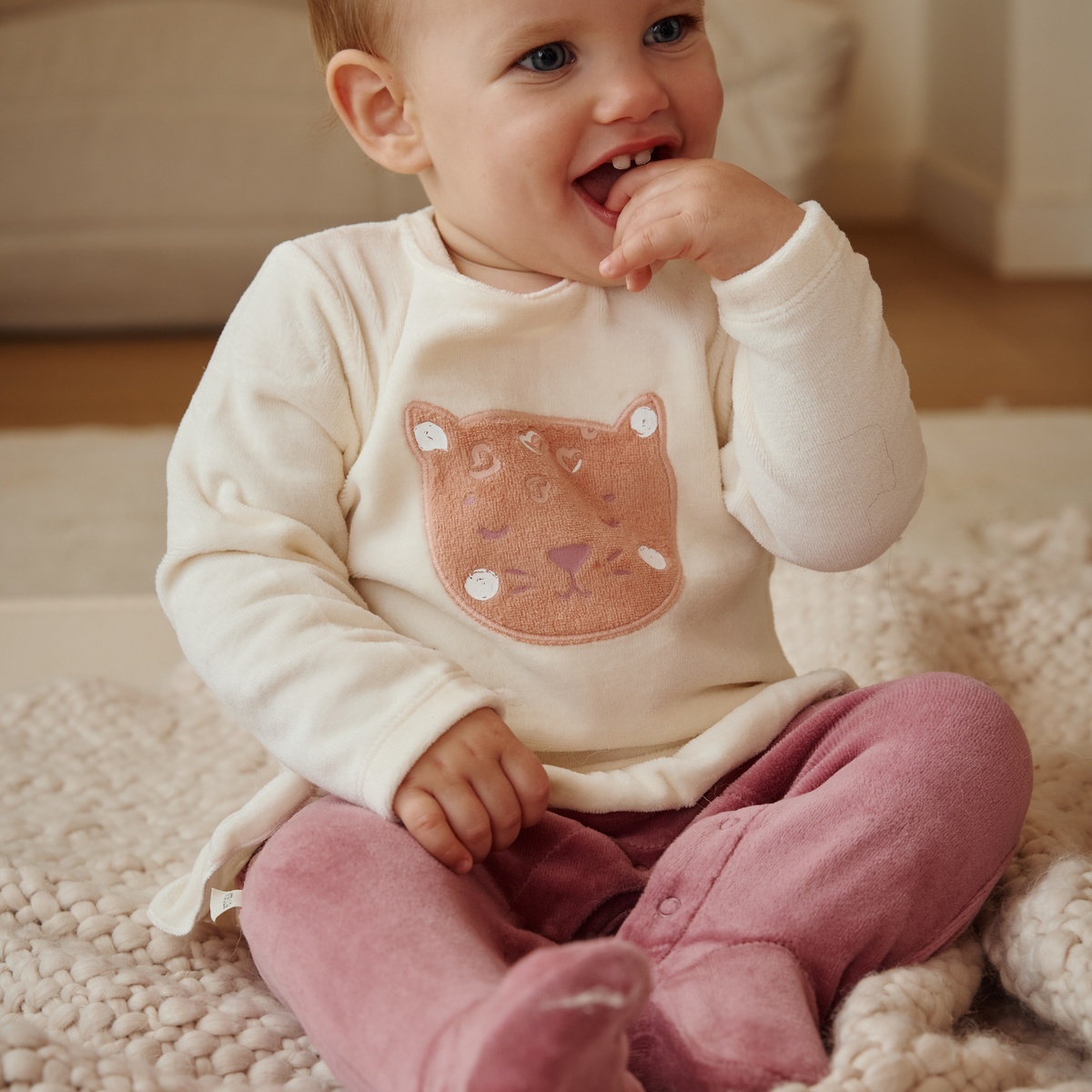 Pyjama bébé en velours Matcha rose, PETIT BEGUIN