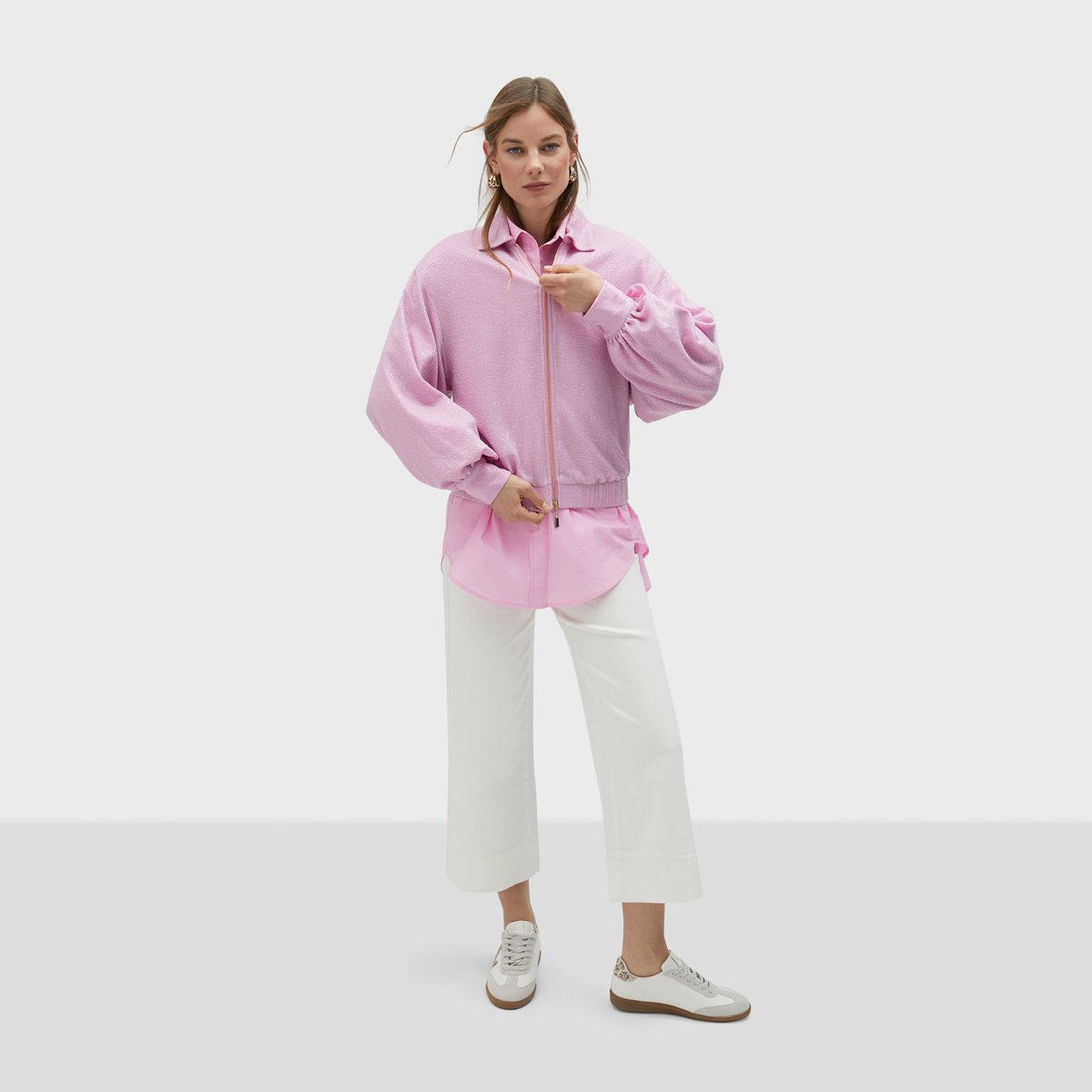 Veste bomber à col revers rose clair, LOLA CASADEMUNT