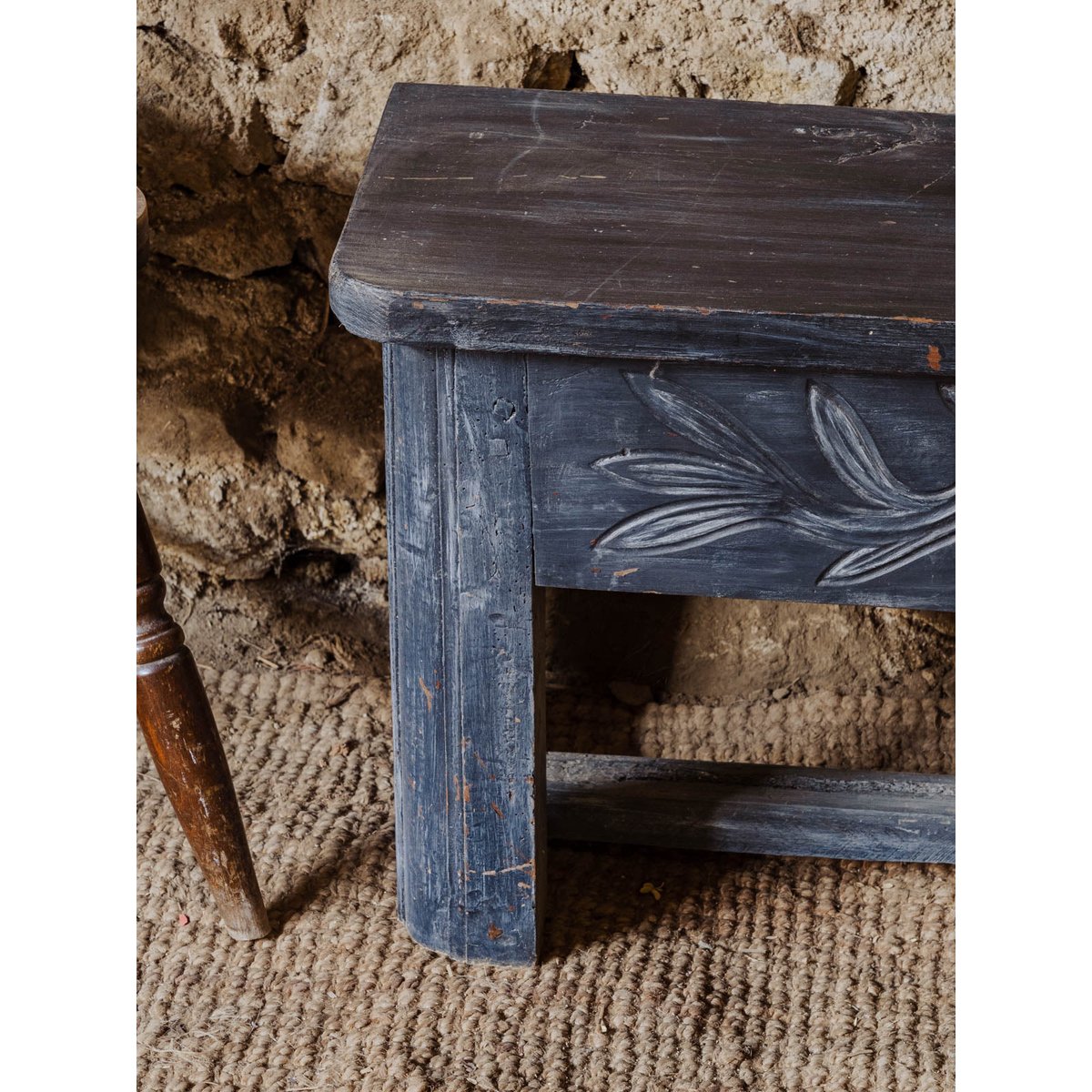 Banc coffre en bois noir Antoine N°401 - Bon état noir, DEBONGOUT