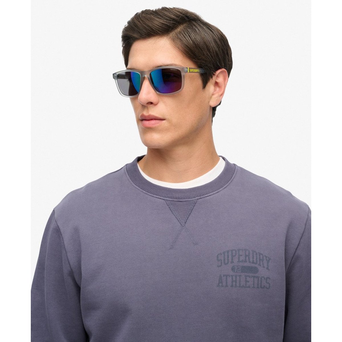 Lunettes de soleil carrées gris clair mat / jaune, SUPERDRY