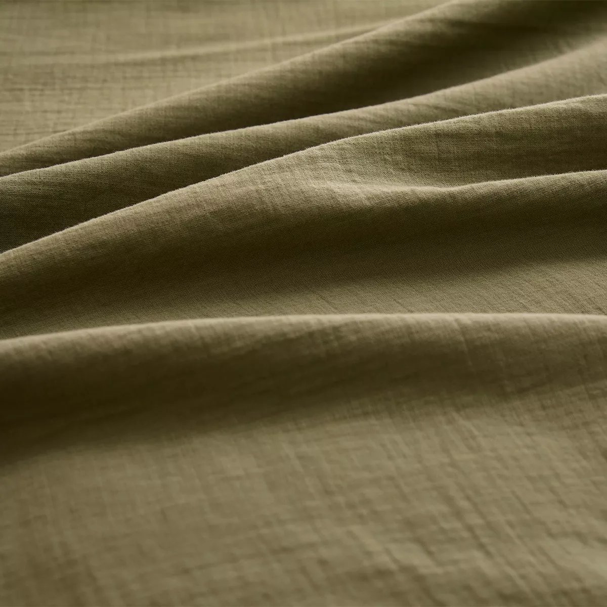 Drap housse b30 gaze de coton lavé MALIA kaki, GARNIER THIEBAUT
