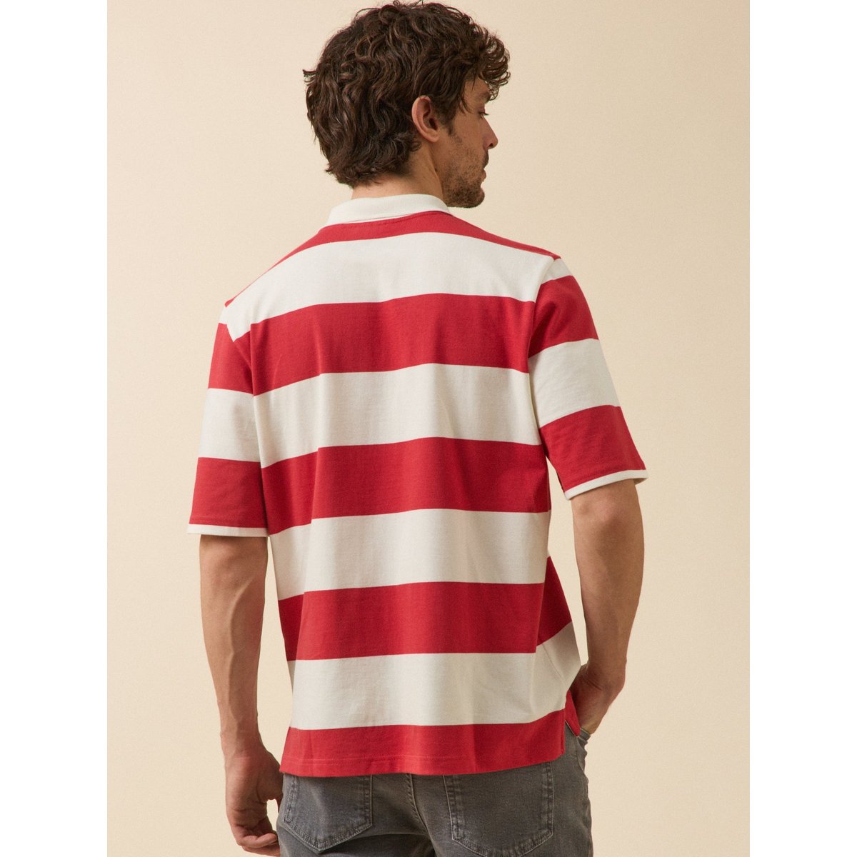 Polo rayé coton biologique rayure rouge, CYRILLUS