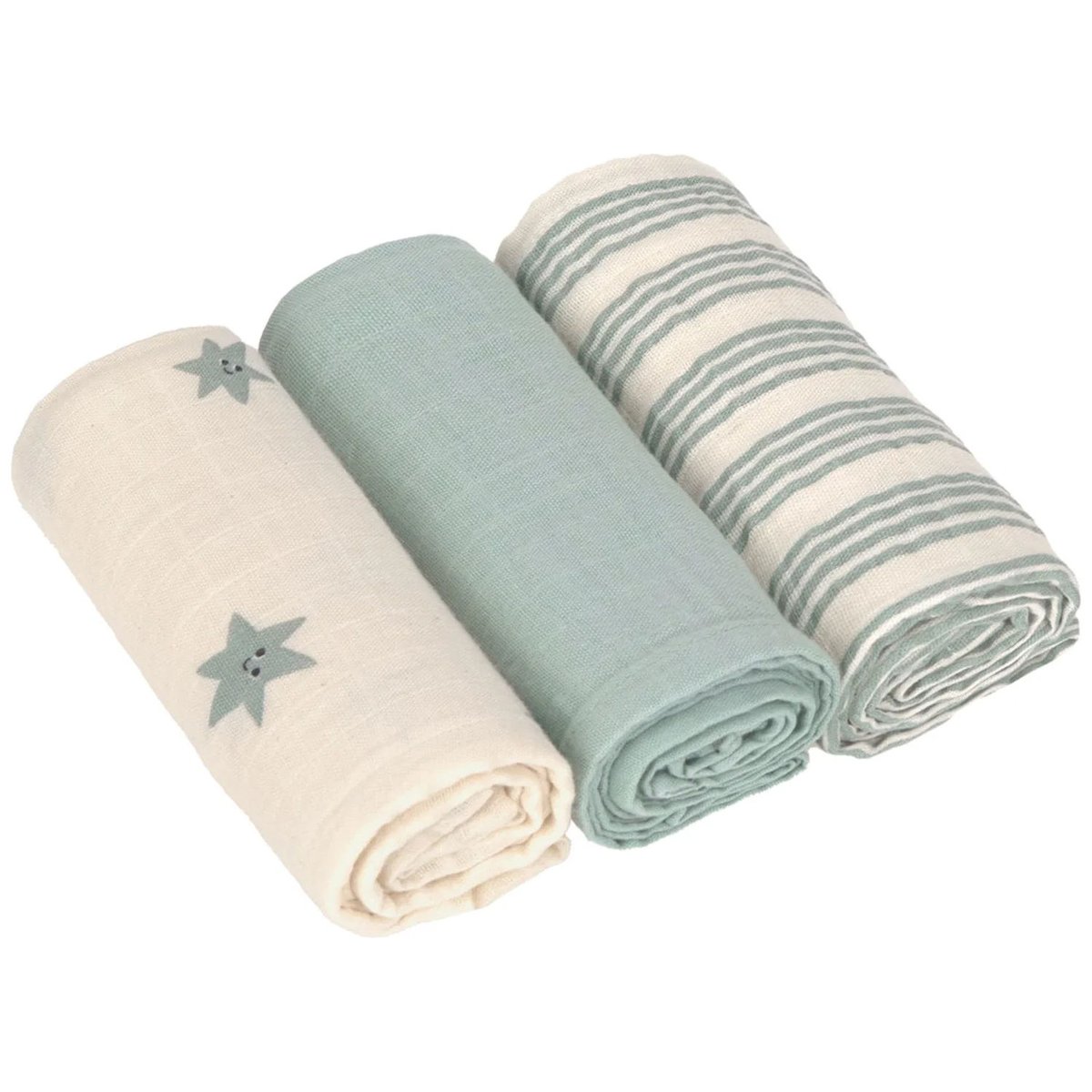 Lot de 3 langes vert, blanc, LASSIG