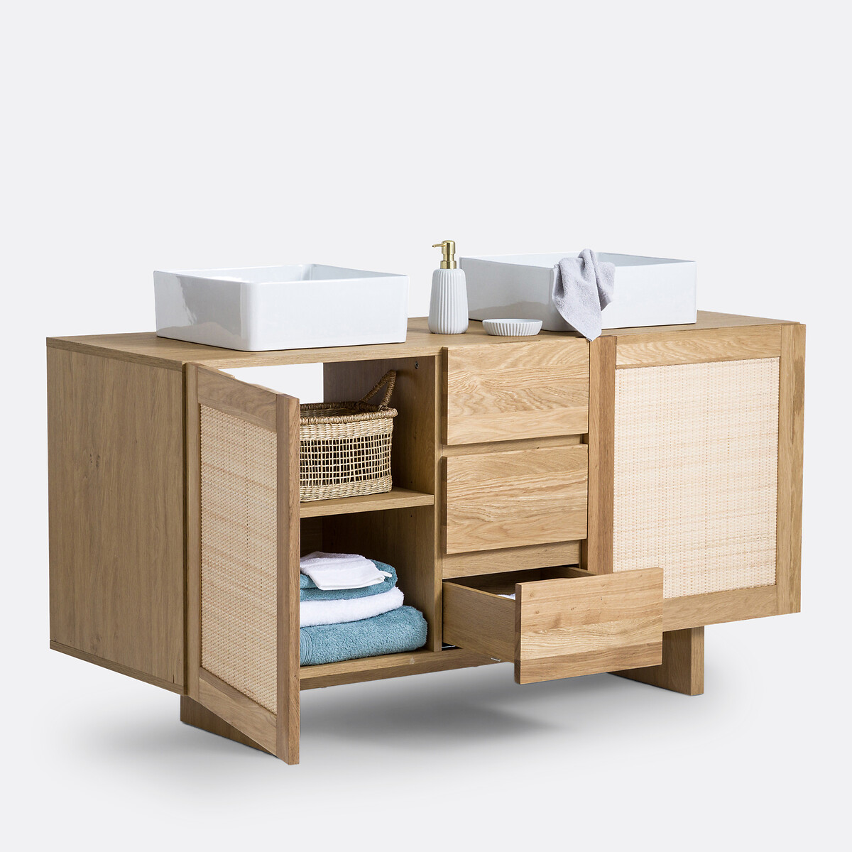 Meuble double vasque cannage L145cm, Arty naturel, LA REDOUTE INTERIEURS