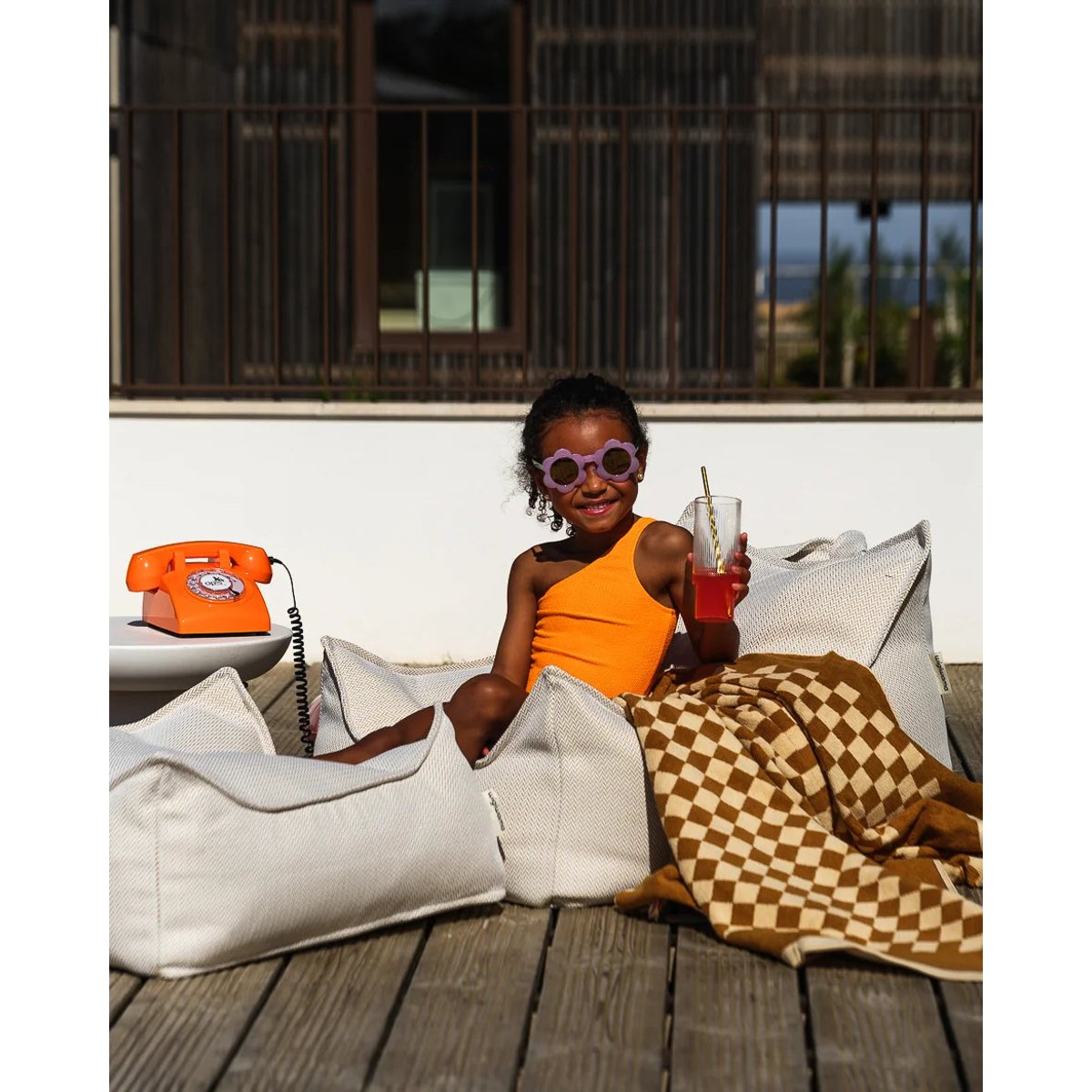 Pouf enfant carré extérieur OUTTY terra, WIGIWAMA