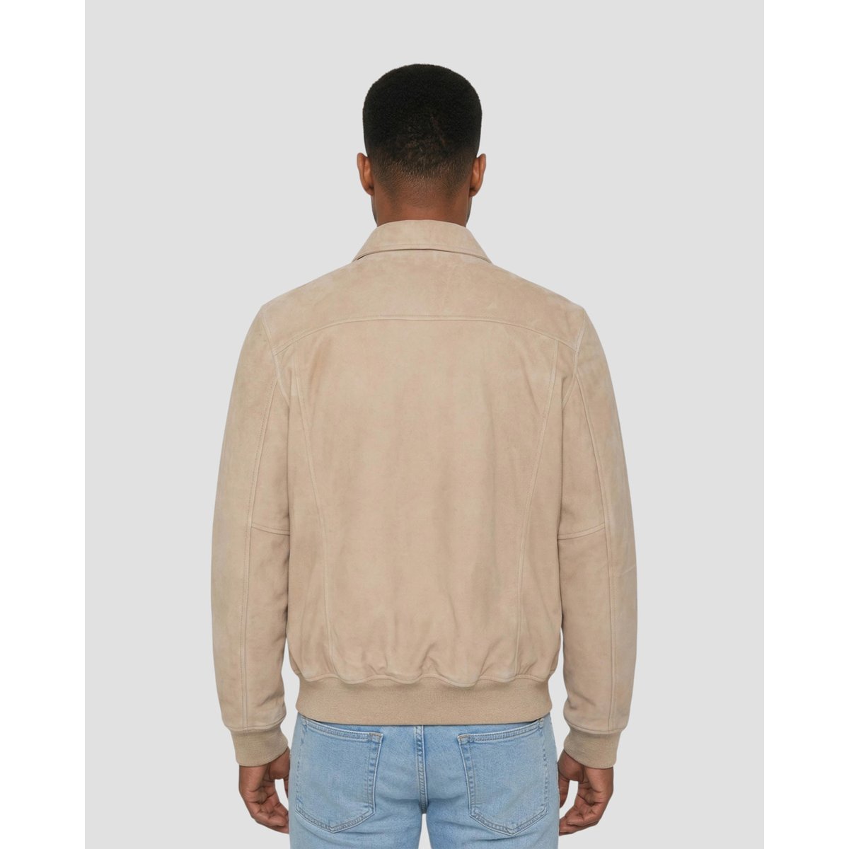 Blouson casual, cuir de chèvre velours beige, SCHOTT