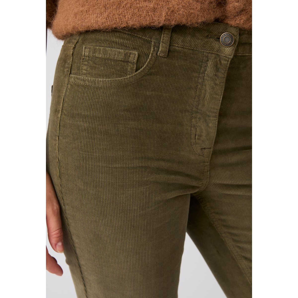Pantalon droit velours Perfect Fit vert kaki, DAMART
