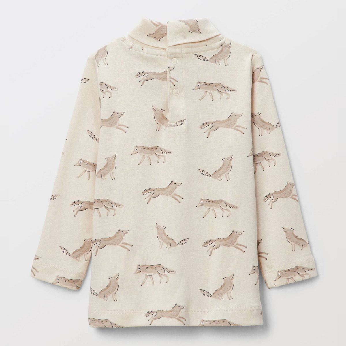 T-shirt manches longues col roulé imprimé en coton BIO GOTS naturel, BOUT'CHOU