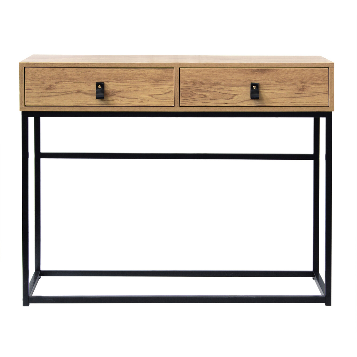 Console 2 Tiroirs Pieds Métal Effet Chêne - JILL bois clair, CALICOSY