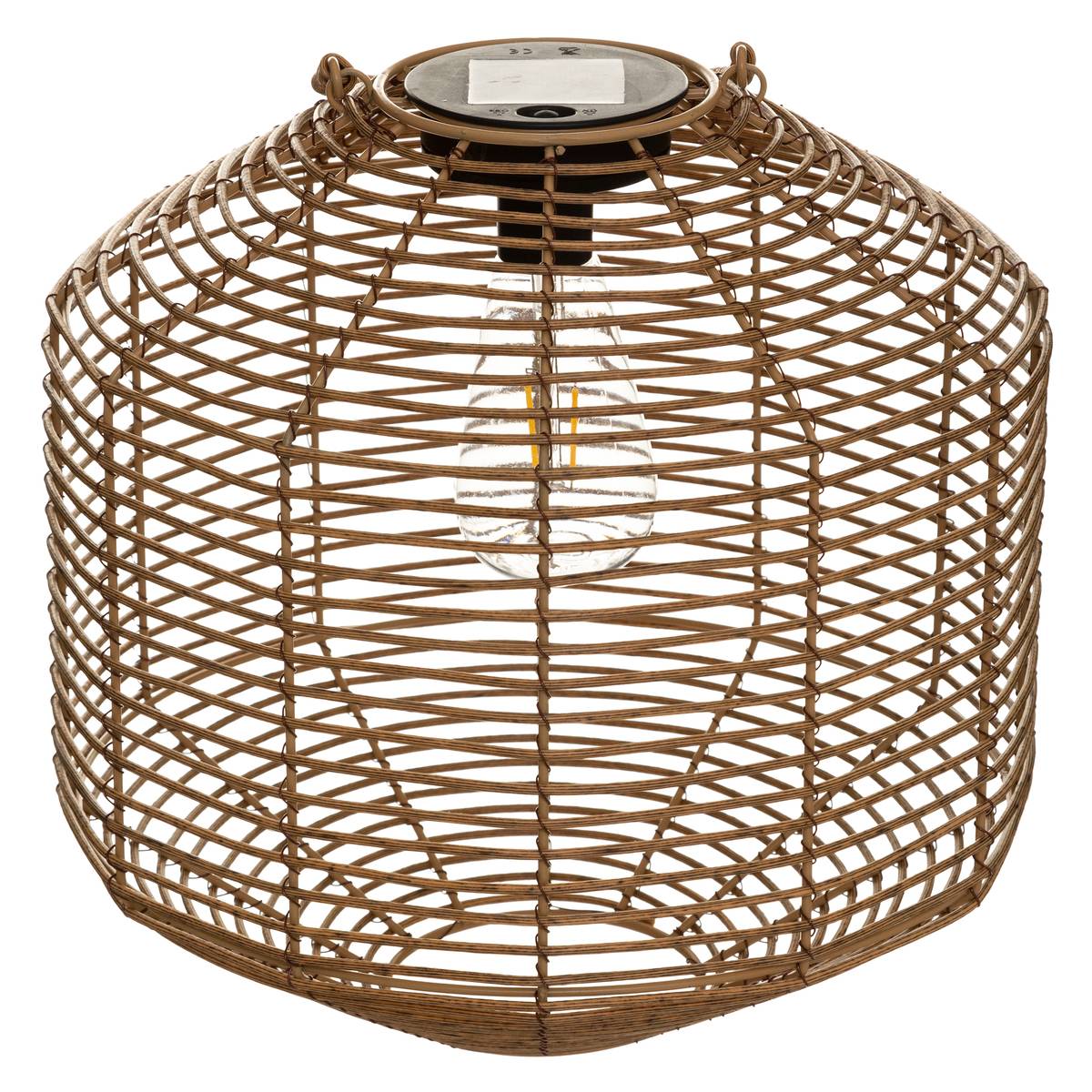 Lampe solaire d'extérieur en rotin tressé CUBA beige moyen, ATMOSPHERA