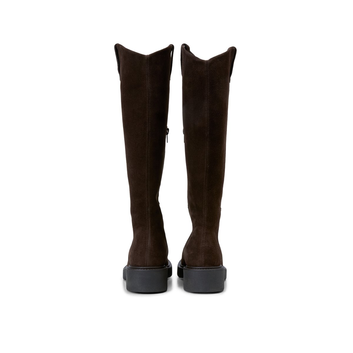 Bottes à tige haute, modèle Perla en cuir velours souple marron foncé, MARC O'POLO