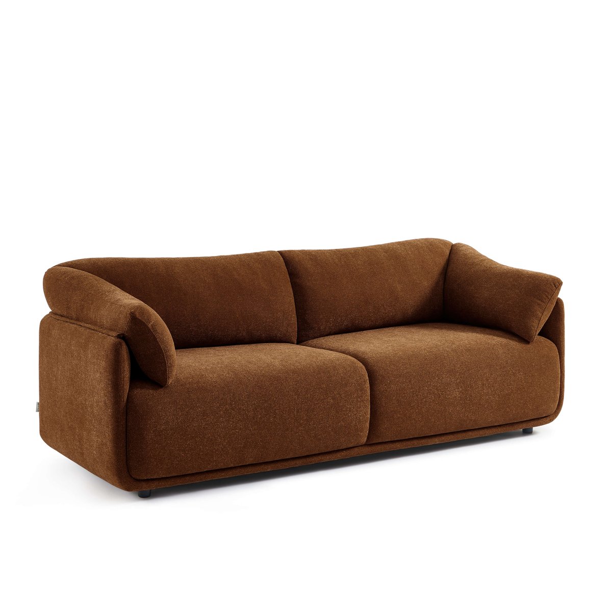 Canapé en tissu chenille tramé KURLY marron, SORELH
