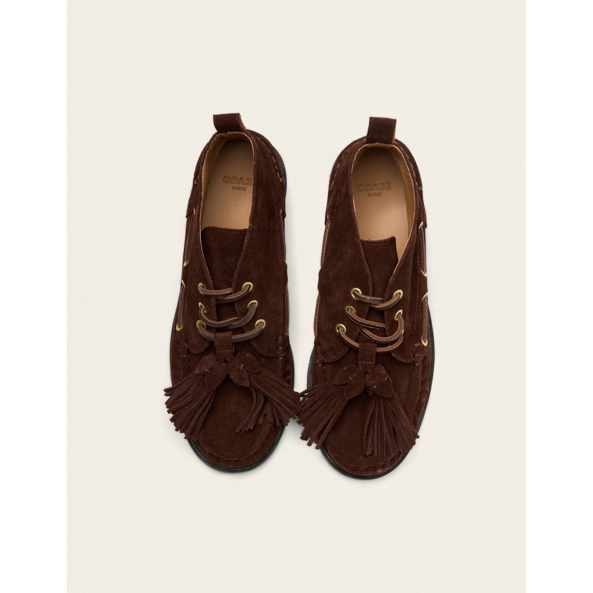 Bottines à lacets MARA suède chocolat, ODAJE