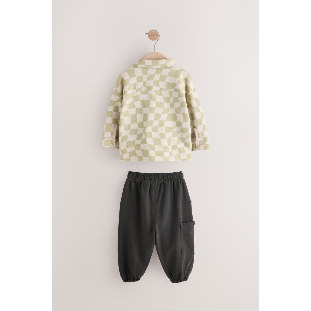 Chemise jersey et pantalon de jogging damier vert sauge, NEXT