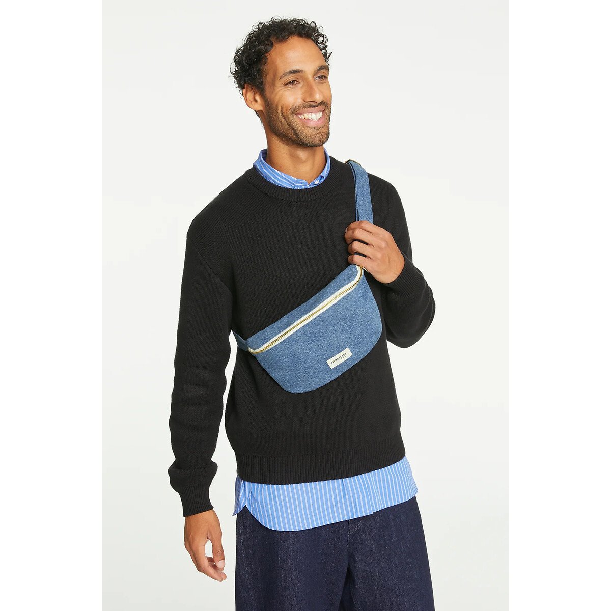 Sac banane zippé CUSTINE - THE WAIST BAG bleu jean, RIVEDROITE