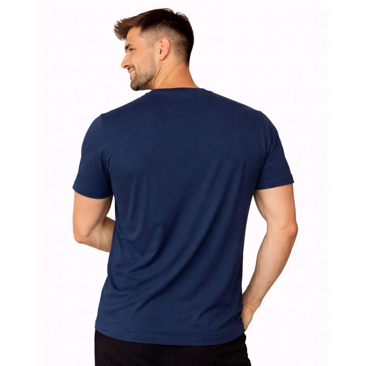 T-shirt en coton LOG bleu foncé/blanc, VON DUTCH