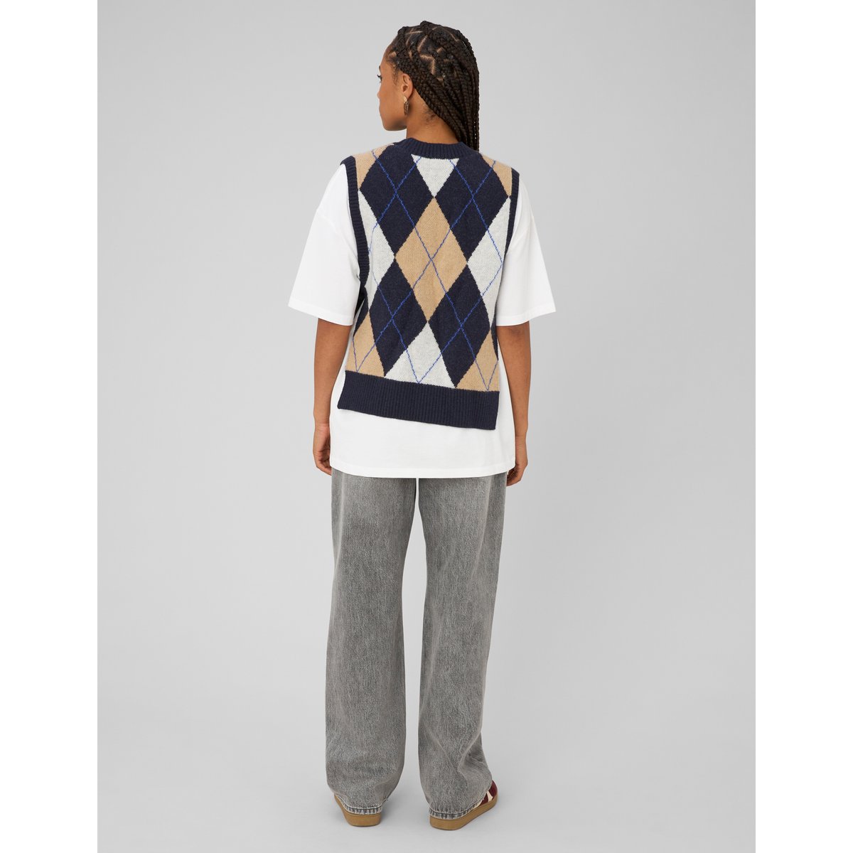 Pull sans manches jacquard multicolore, BZB