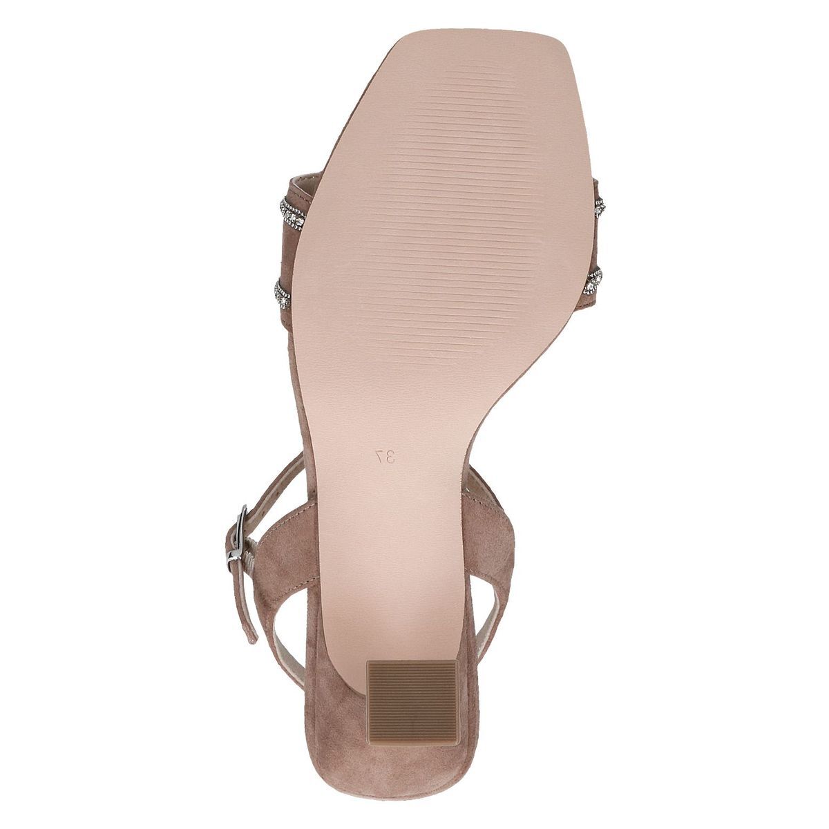 Sandale à talon en cuir marron taupe nubuck, CAPRICE