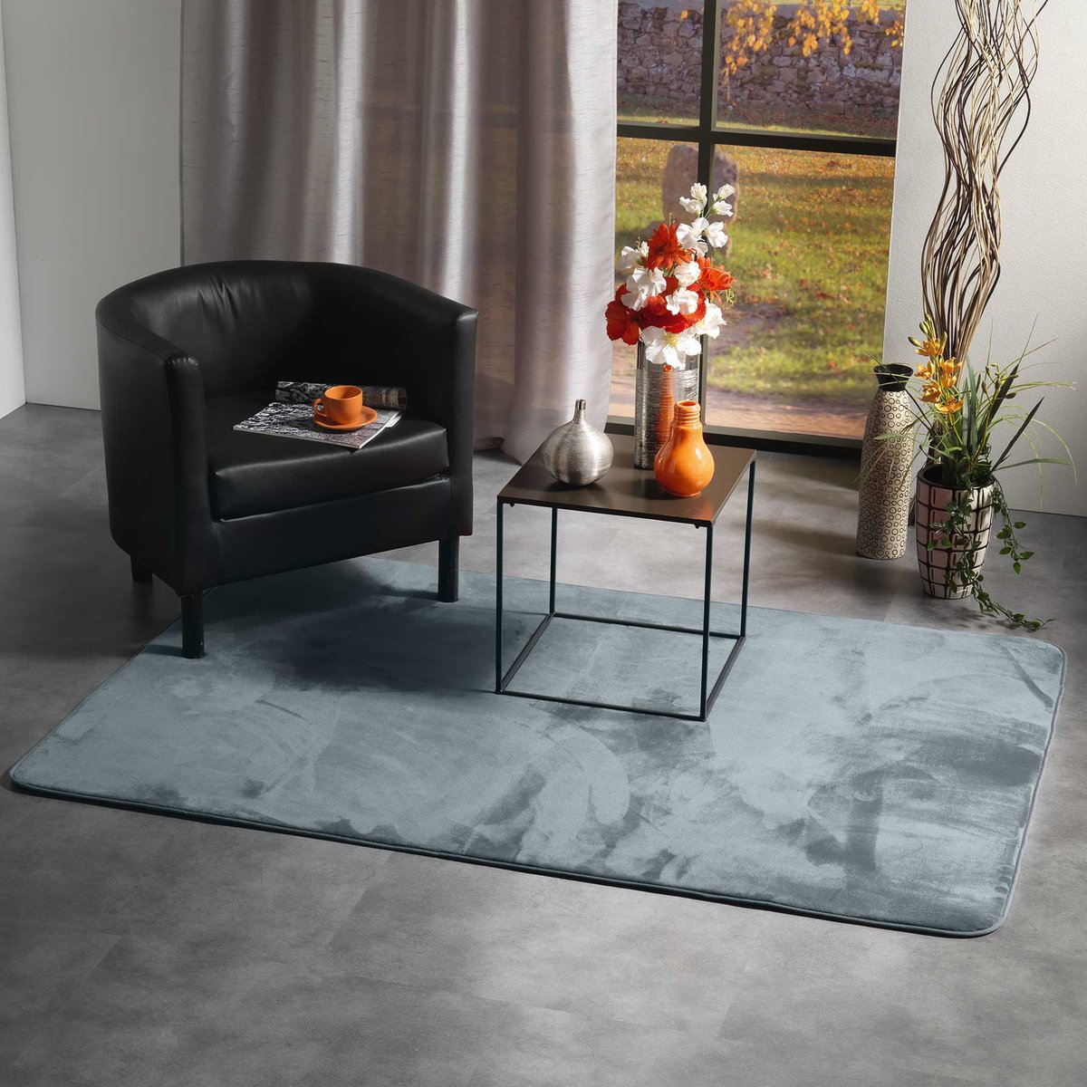 Tapis 120x170cm Flanoux Noir kaki, EDEN