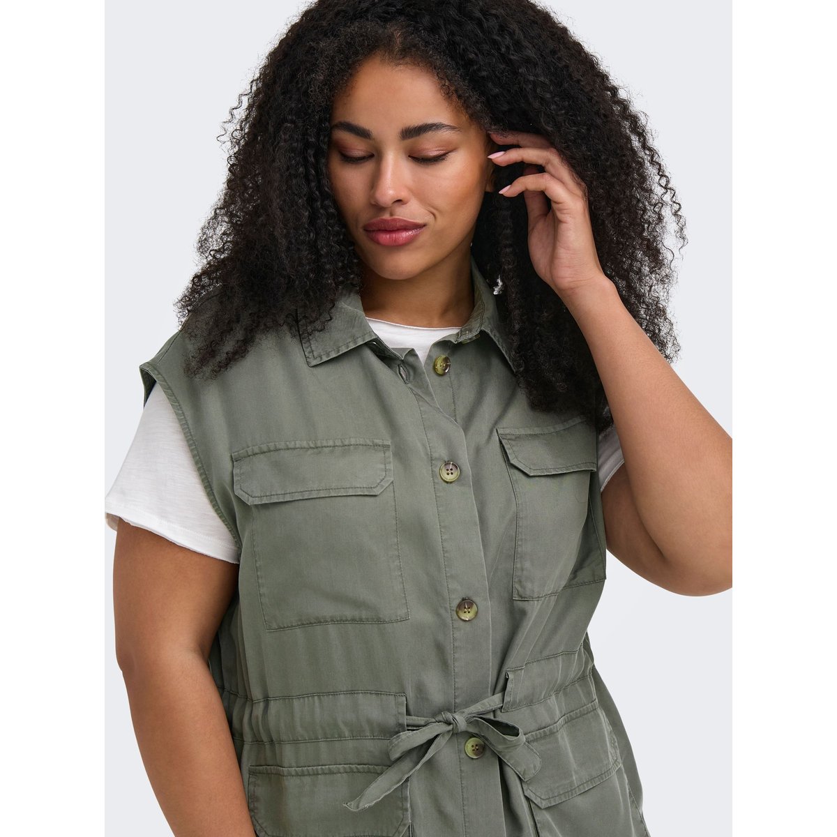Gilet grise - smokey olive, ONLY CARMAKOMA