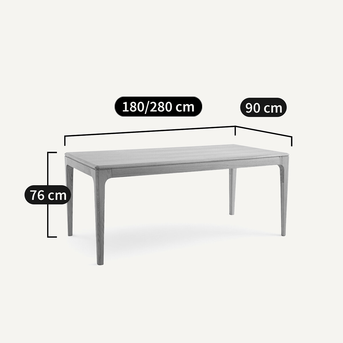 Table extensible en chêne massif et plaqué chêne, 8 à 12 couverts, SANARA chêne naturel, AM.PM