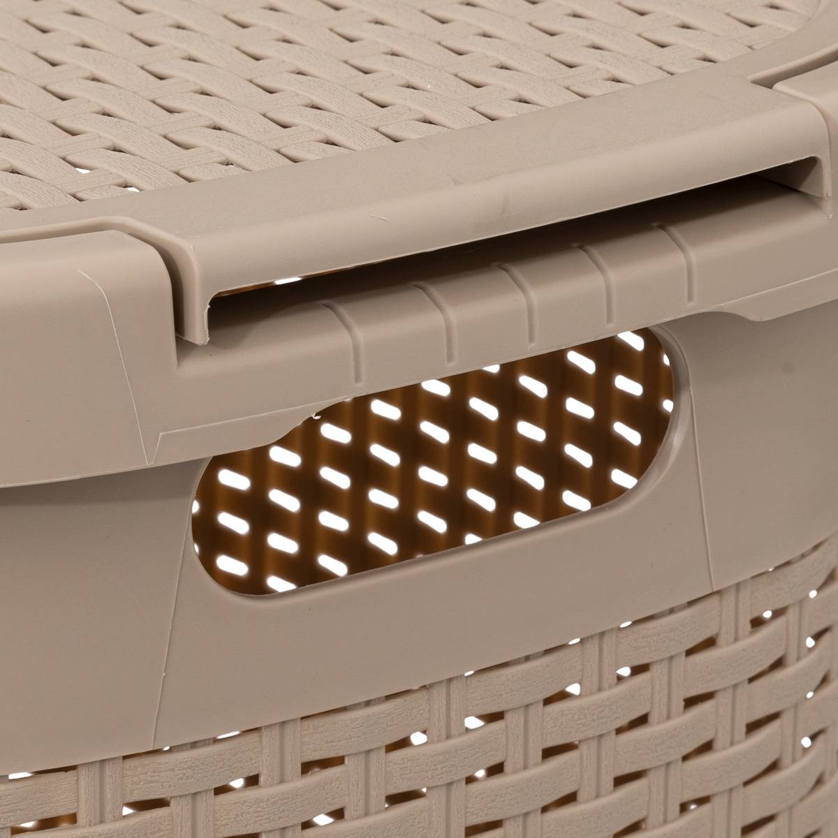 Corbeille à linge 60L avec couvercle RATTAN beige, 5FIVE SIMPLY SMART
