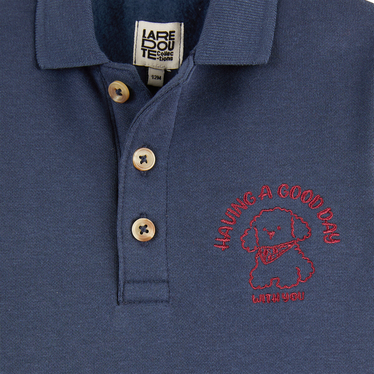 Combinaison bébé en molleton avec col polo marine, LA REDOUTE COLLECTIONS