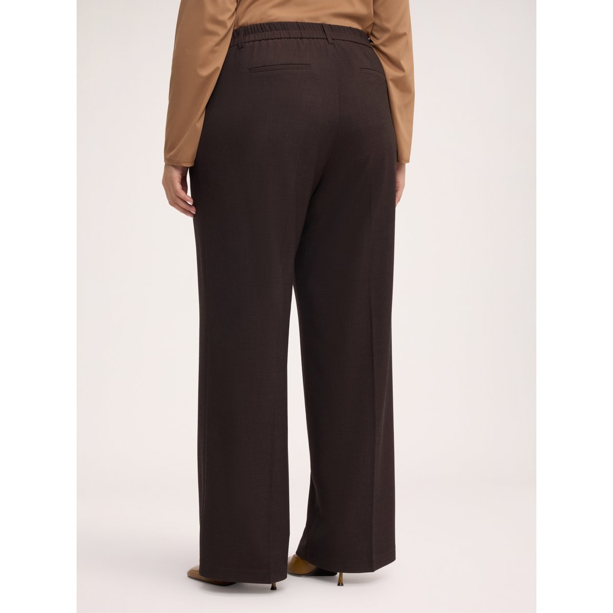 Pantalon Wide Leg à pli marqué marron, FIORELLA RUBINO