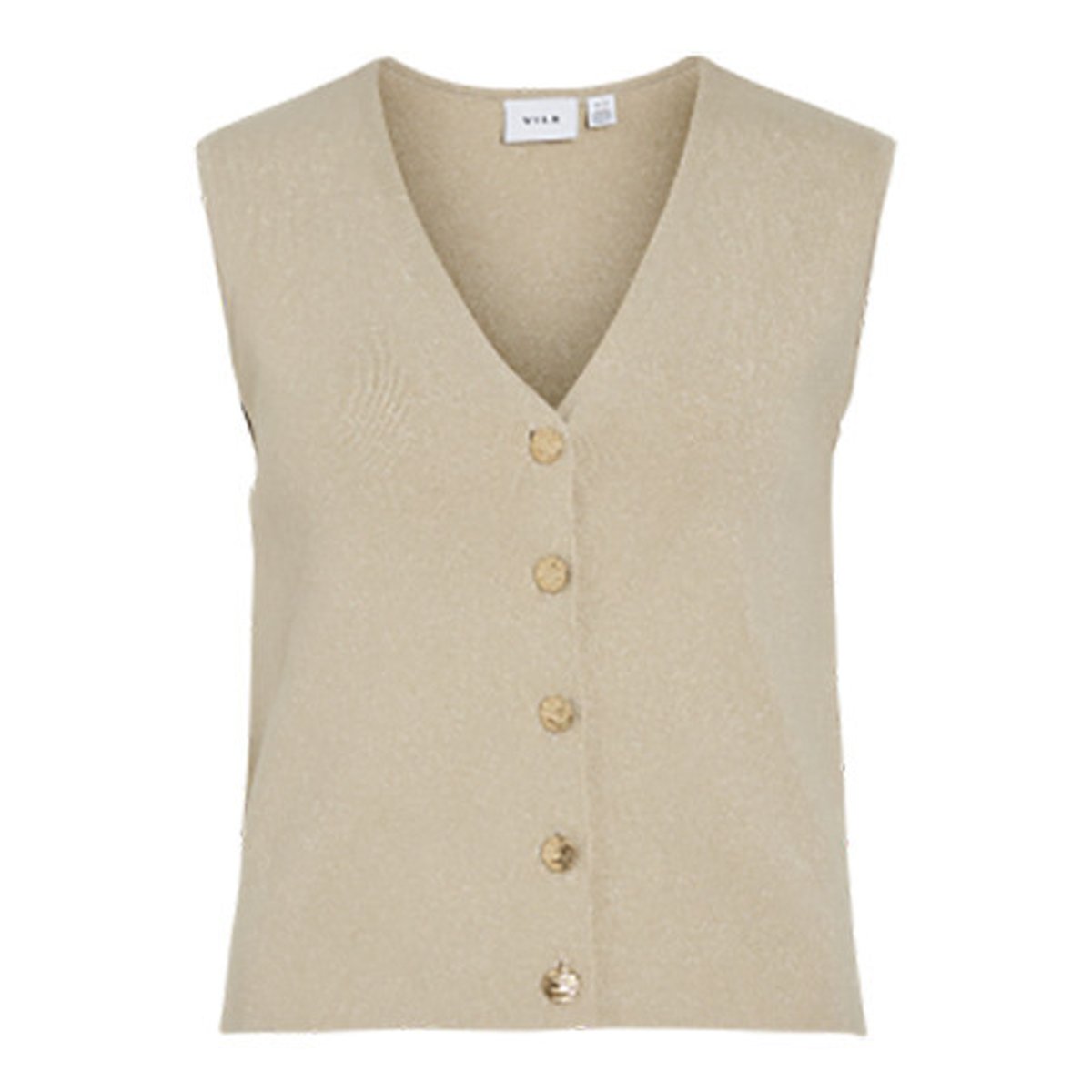 Cardigan senza maniche con scollo a V beige, VILA