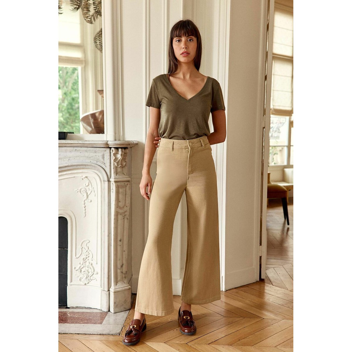 Paphos Wide Leg Straight Trousers camel, LA PETITE ETOILE