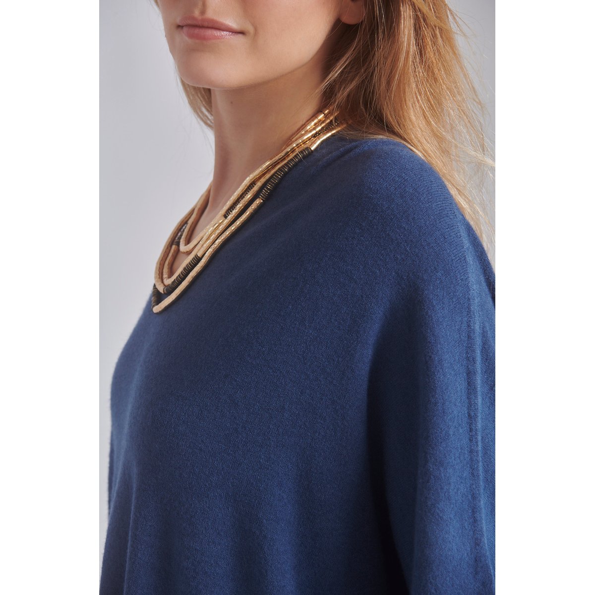Pull maille fine YVAN bleu pétrole, BENOA