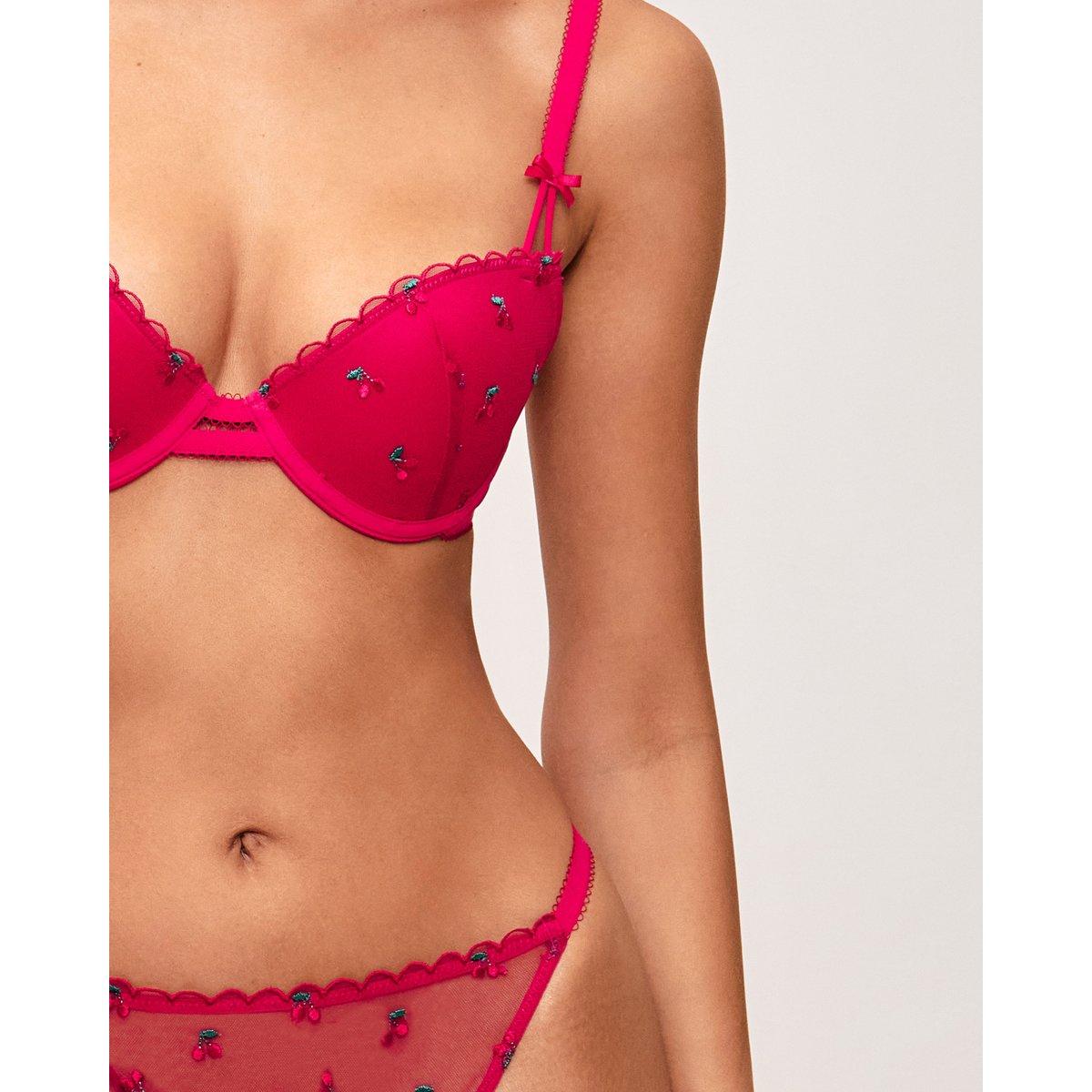 Soutien-gorge ampliforme à motif cerise CHERRYPICANTIZ framboise, UNDIZ