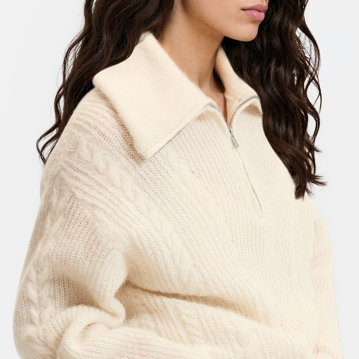 Pull col camionneur torsadé en alpaga mélangé ecru, LA REDOUTE COLLECTIONS