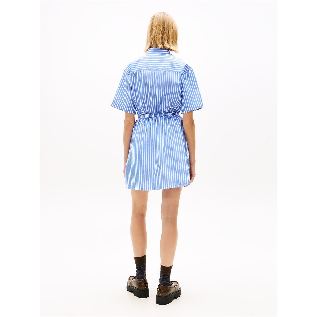Kurzes Hemdblusenkleid, gestreift, Bindeband blau/weiss, TOMMY JEANS