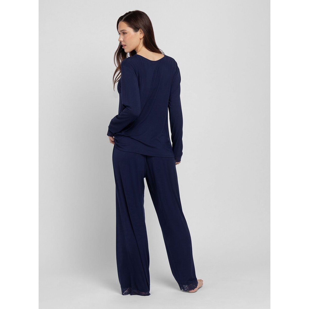 Pigiama lungo in jersey LILA navy, DORINA